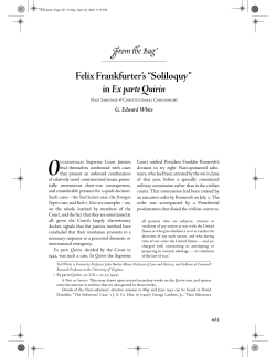 Felix Frankfurter`s "Soliloquy"