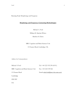 Morphology and frequency: contrasting methodologies