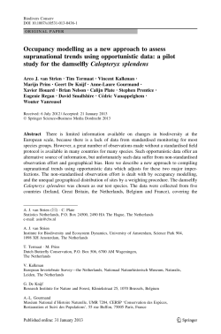 Occupancy modelling as a new approach to assess