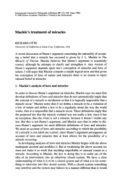Mackie`s treatment of miracles - University of California, Santa Cruz