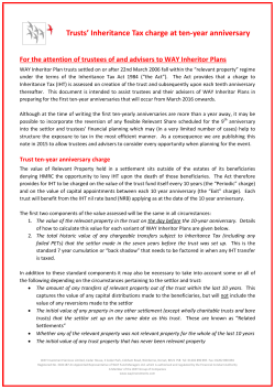 A technical note on the 10th anniversary IHT charge on trusts and