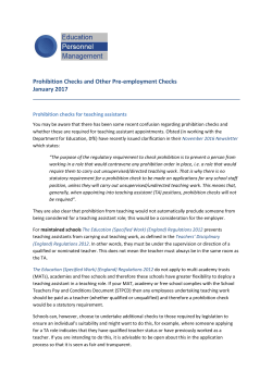 Prohibition Checks and Other Pre-employment Checks