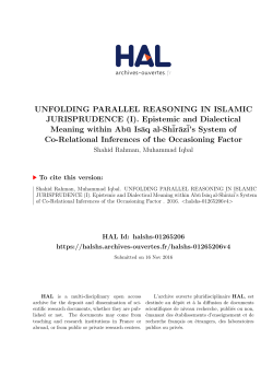 UNFOLDING PARALLEL REASONING IN ISLAMIC - Hal-SHS