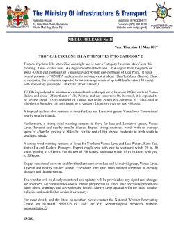 MEDIA RELEASE No 10 - Fiji Meteorological Service