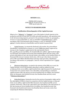 Ratification (Homologa&ccedil;&atilde;o) of the Capital Increase