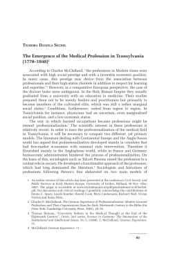 The Emergence of the Medical Profession in Transylvania (1770