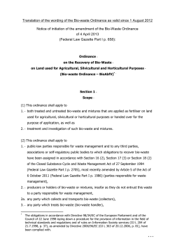 Ordinance on the Recovery of Bio-Waste on Land used Agricultural