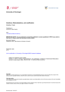 University of Groningen Intuitions, Rationalizations, and