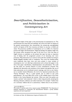 Deartification, Deaestheticization, and Politicization in