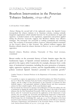 Bourbon Intervention in the Peruvian Tobacco Industry, 1752&ndash;1813*
