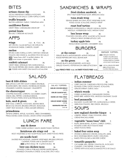 Lunch Menu - the Corner