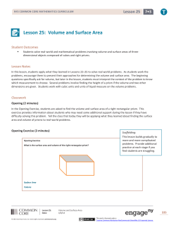 Lesson 25: Volume and Surface Area