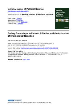 Fading Friendships: Alliances, Affinities and the Activation of