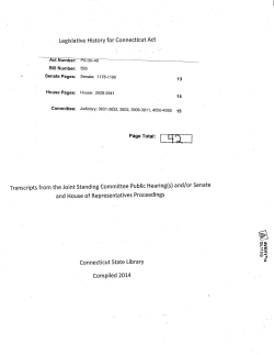 Legislative History for Connecticut Act Transcripts from the Joint