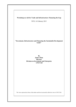 Investment, Infrastructure and Financing the Sustainable