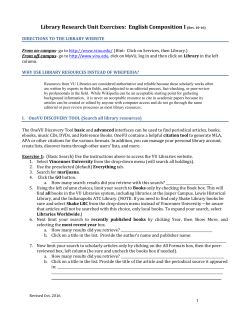 Library Research Unit Exercises: English Composition I (Rev. 10-16)