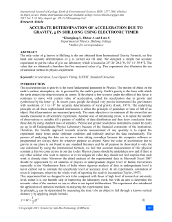 ACCURATE DETERMINATION OF ACCELERATION DUE