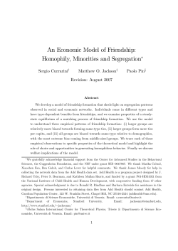 An Economic Model of Friendship: Homophily, Minorities and