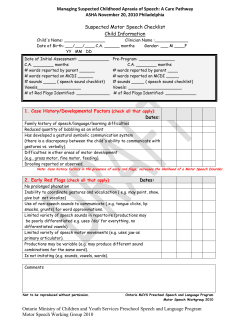 Managing Suspected Childhood Apraxia of Speech: A Care
