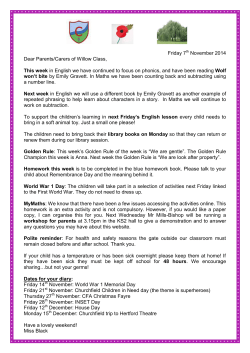 Friday 7 November 2014 Dear Parents/Carers