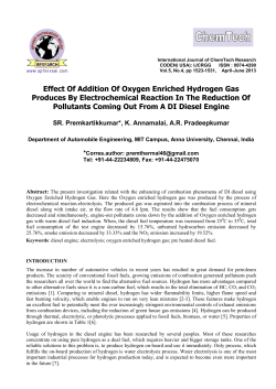 Effect Of Addition Of Oxygen Enriched Hydrogen Gas Produces By