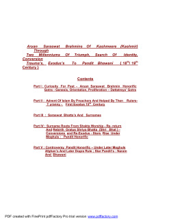 Aryan Saraswat Brahmins Of Kashmeere