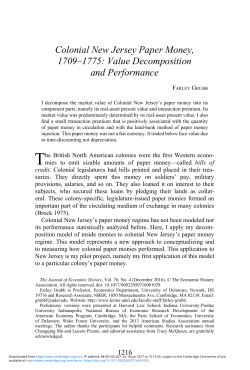 Colonial New Jersey Paper Money, 1709&ndash;1775