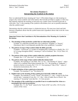 Revelation Handout 2: Interpreting the Symbols in Revelation