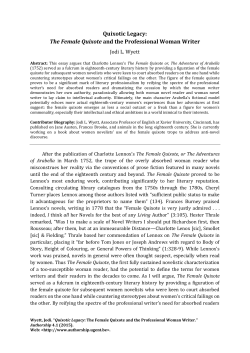 AJ 4.1 Quixotic Legacy: The Female Quixote and the Professional