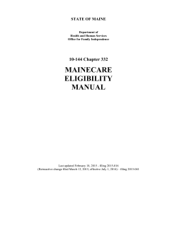 MaineCare Eligibility Manual