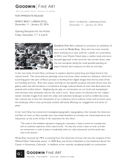 FOR IMMEDIATE RELEASE MINDY BRAY | URBAN IDYLL