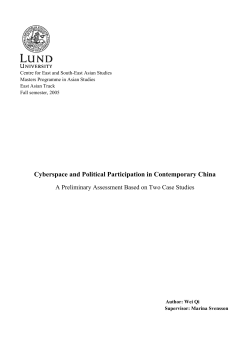 Cyberspace and Political Participation in Contemporary China