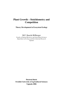Plant Growth &ndash; Stoichiometry and Competition