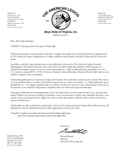 Dear Boys State Delegate: SUBJECT: Samsung American Legion
