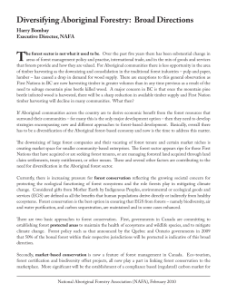 Diversifying Aboriginal Forestry: Broad Directions