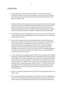 1 OPENING ADDRESS 1. The Royal Commission into the