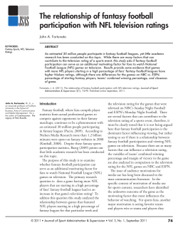 (2011). The relationship of fantasy football participation with NFL