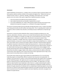 QU Assessment Lexicon Assessment: A general definition of