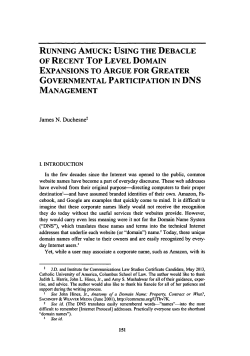 Running Amuck: Using the Debacle of Recent Top Level Domain