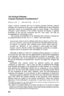 The Political Offender - Journal of the American Academy of
