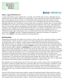 Rape, Legal Definitions of : Encyclopedia of Women in Today`s World