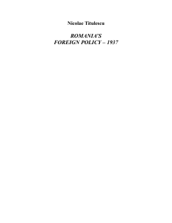 ROMANIA`S FOREIGN POLICY &ndash; 1937