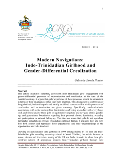 Indo-Trinidadian Girlhood and Gender