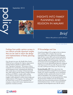 INSIGHTS INTO FAMILY PLANNING AND RELIGION IN MALAWI