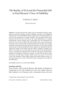 The Reality of Evil and the Primordial Self in Paul Ricoeur`s View of