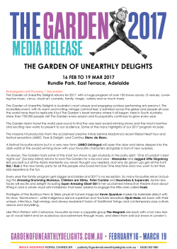 The Garden of Unearthly Delights 2017 program announcement