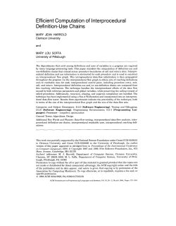 Efficient computation of interprocedural definition
