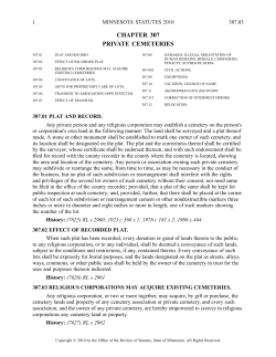 Minnesota Statutes Chapter 307 – private cemeteries