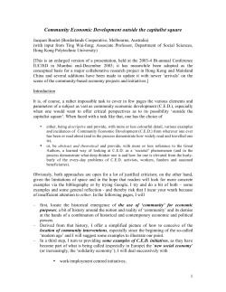 Community Economic Development outside the capitalist square