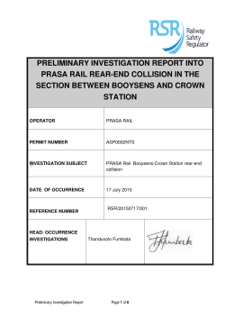 preliminary investigation report into prasa rail rear
